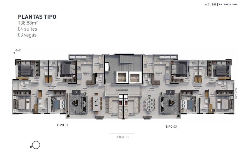 Apartamento com 3 Suítes Próximo à Praia Central | Azure Residence - Foto 11