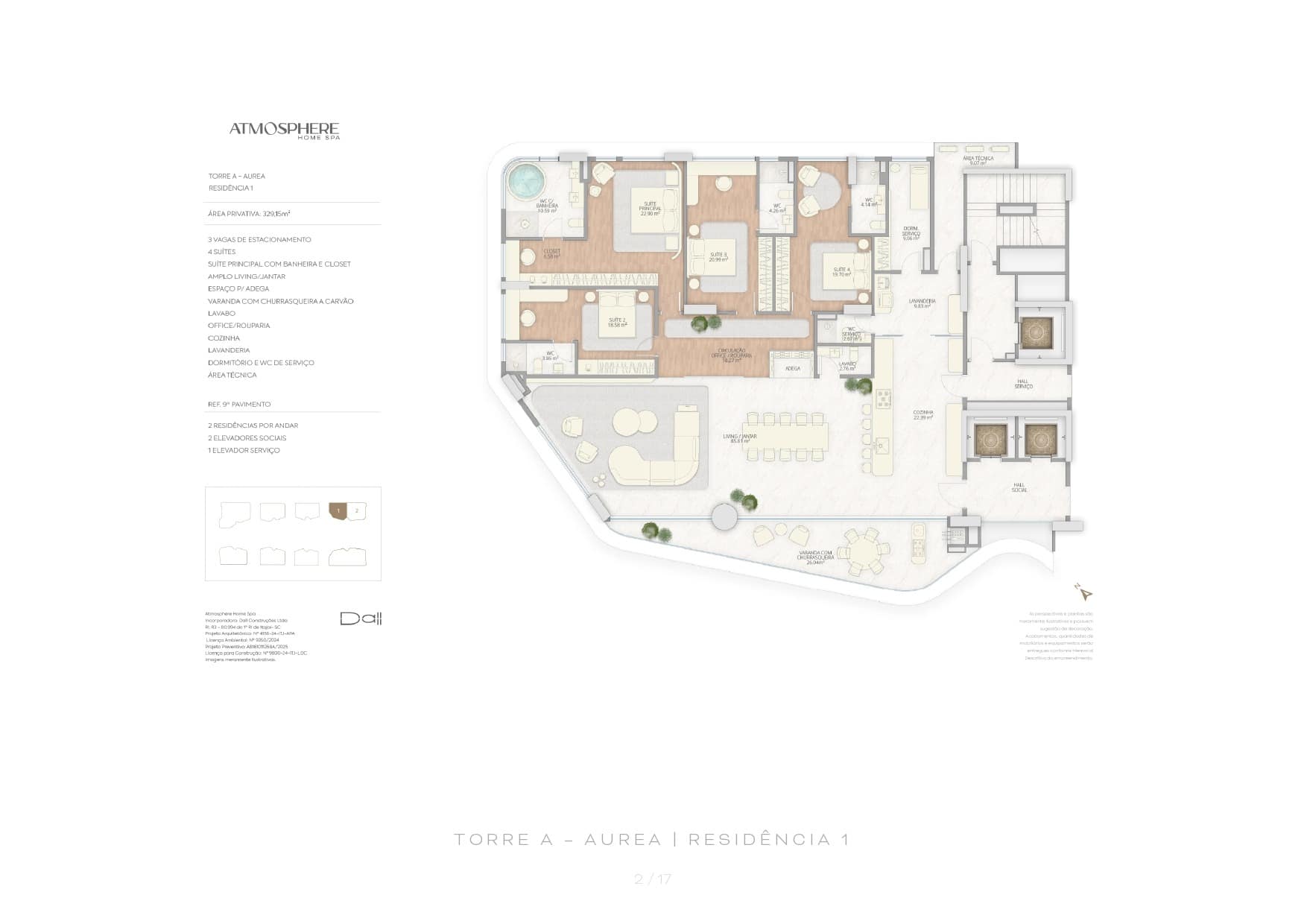 Apartamento com 4 Suítes e Assinatura Versace na Praia Brava | Atmosphere Home Spa