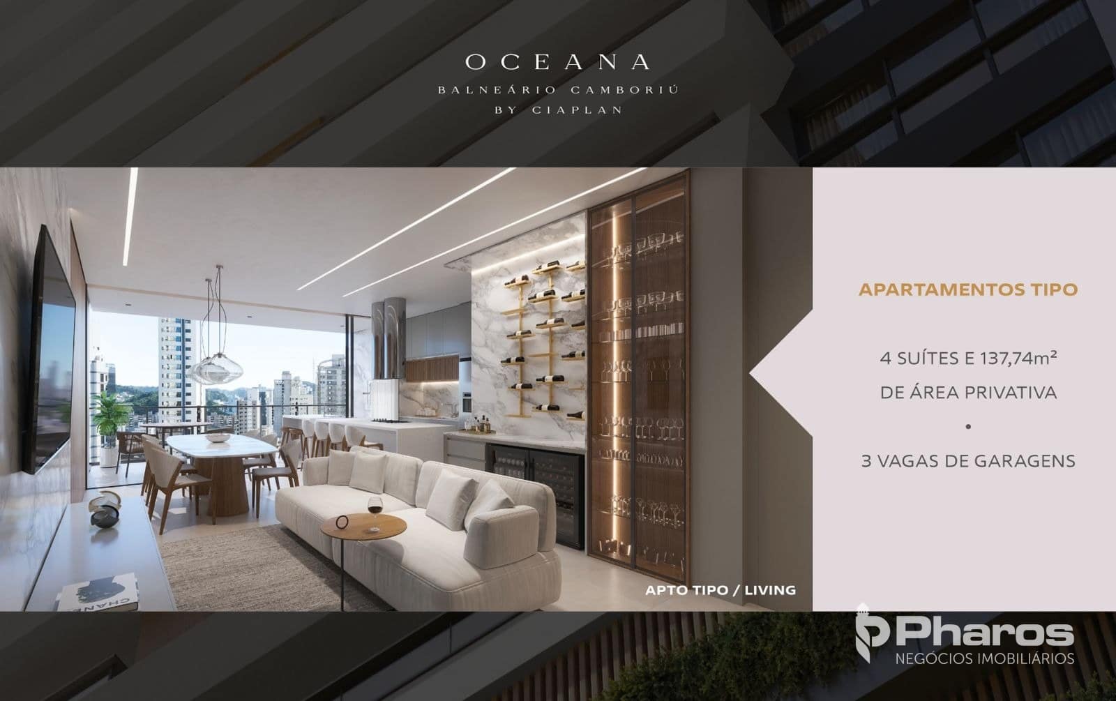 Apartamento com Varanda e 4 Suítes Próximo à Praia Central | Oceana Residence