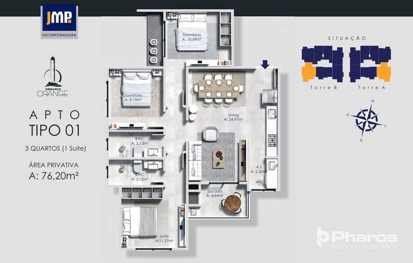 Apartamento com 3 Dormitórios e 2 Vagas no Centro de Balneário Camboriú | Farol de Orange - Foto 19