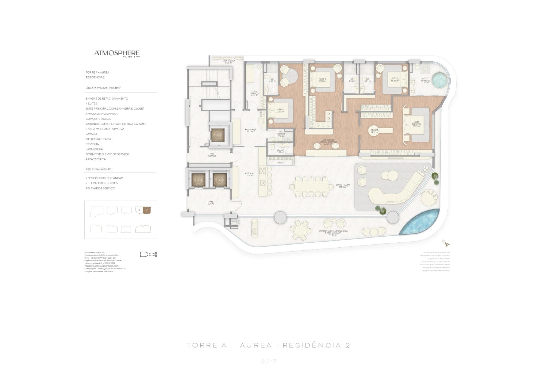 Apartamento com 4 suítes e Conceito Wellness na Praia Brava | Atmosphere Home Spa