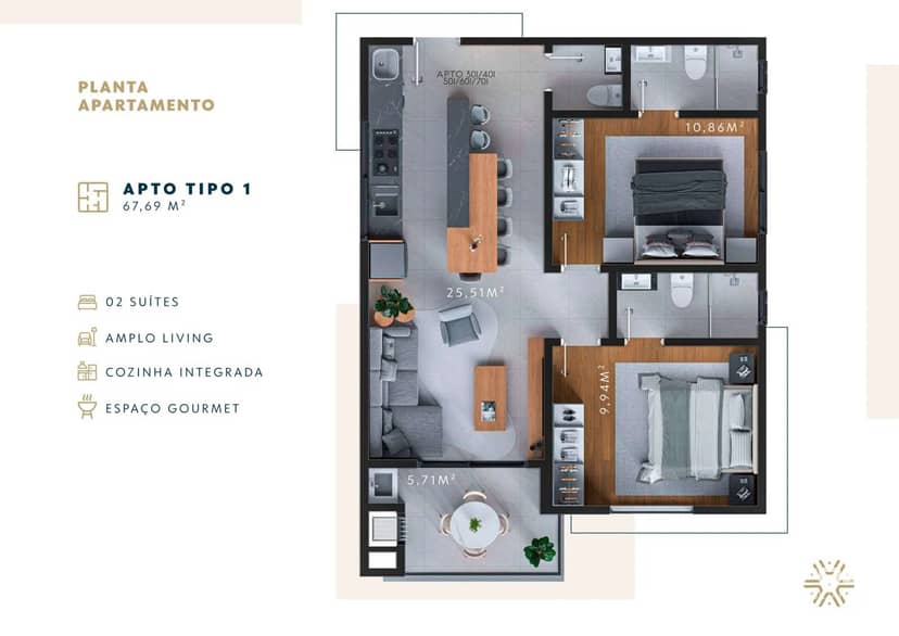 Apartamento com 2 Suítes no São Francisco de Assis em Camboriú | Allure Residence - Foto 6