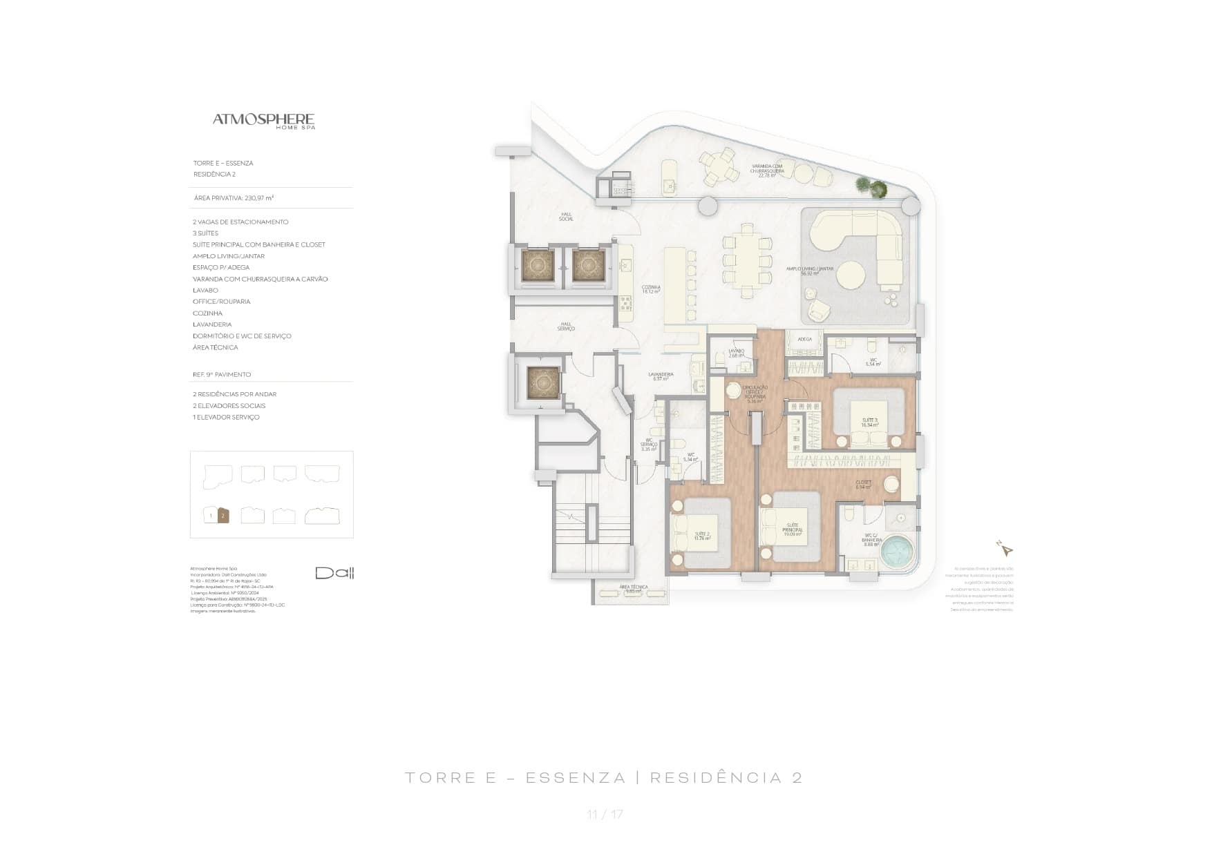 Apartamento com 3 Suítes e 2 Vagas de Garagem na Praia Brava | Atmosphere Home Spa