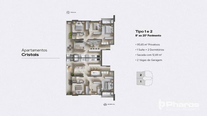 Apartamento com 2 Dormitórios + 1 Suíte na Praia Brava em Itajaí | Salt Praia Brava - Foto 1