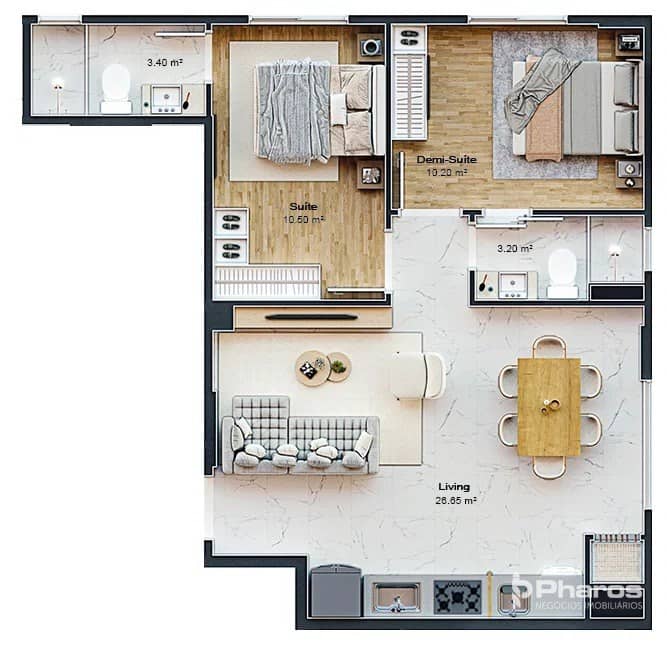 Apartamento com 1 Suíte + 1 Demi-Suíte no Centro de Balneário Camboriú | Topazio Residence - Foto 1