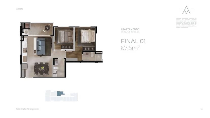 Apartamento com 2 Dormitórios na Praia Brava | Adoratt - Foto 2