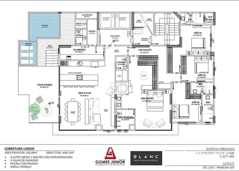 Cobertura com 5 Suítes e Piscina Privativa Próximo à Praia Central | Speranza Residenziale - Foto 12