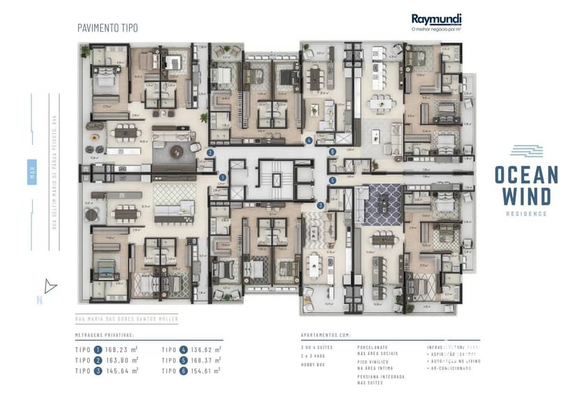 Apartamento com 3 Suítes e 3 Vagas na Praia Brava em Itajaí | Ocean Wind Residence - Foto 4
