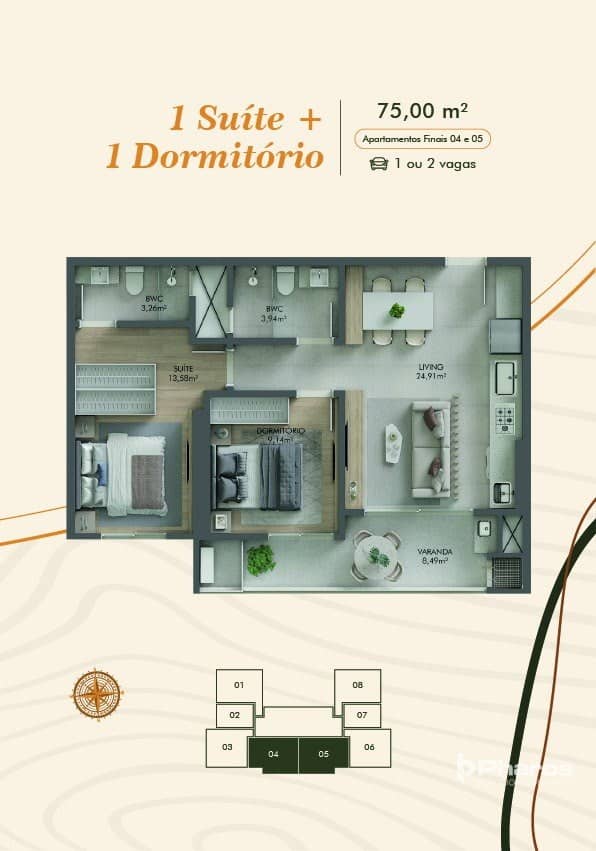 Apartamento com 1 Suíte + 1 Dormitório no Tabuleiro em Camboriú | Solara - Foto 6