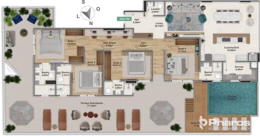 Apartamento Garden com 4 Suítes e Piscina Privativa em Balneário Camboriú | Venetian Residenziale - Foto 29