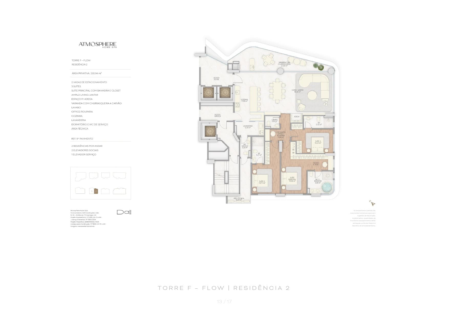 Apartamento com 3 Suítes e 2 Vagas de Garagem na Praia Brava | Atmosphere Home Spa